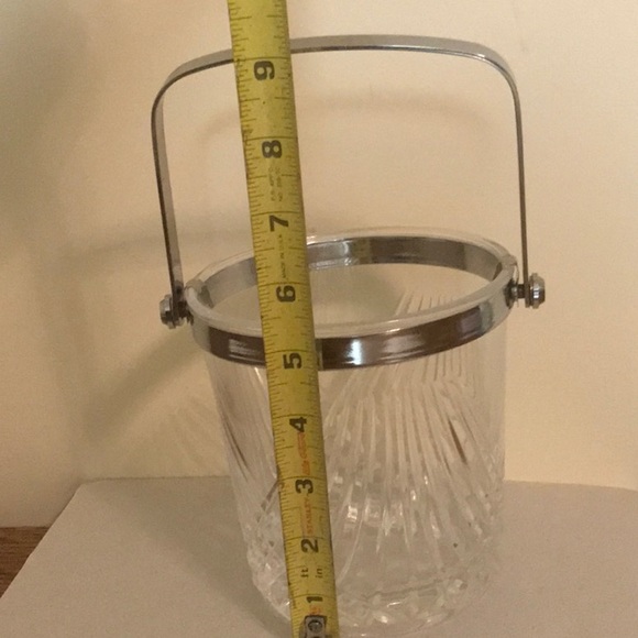 Vintage Crystal Heavy Cut Glass or Pressed Ice Bucket Clear Silver - Picture 7 of 9
